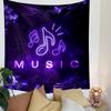 "Purple Neon Music Notes Design" Patterned Tapestry Decorative Wall Hanging, Home Bedroom Living Room Decor