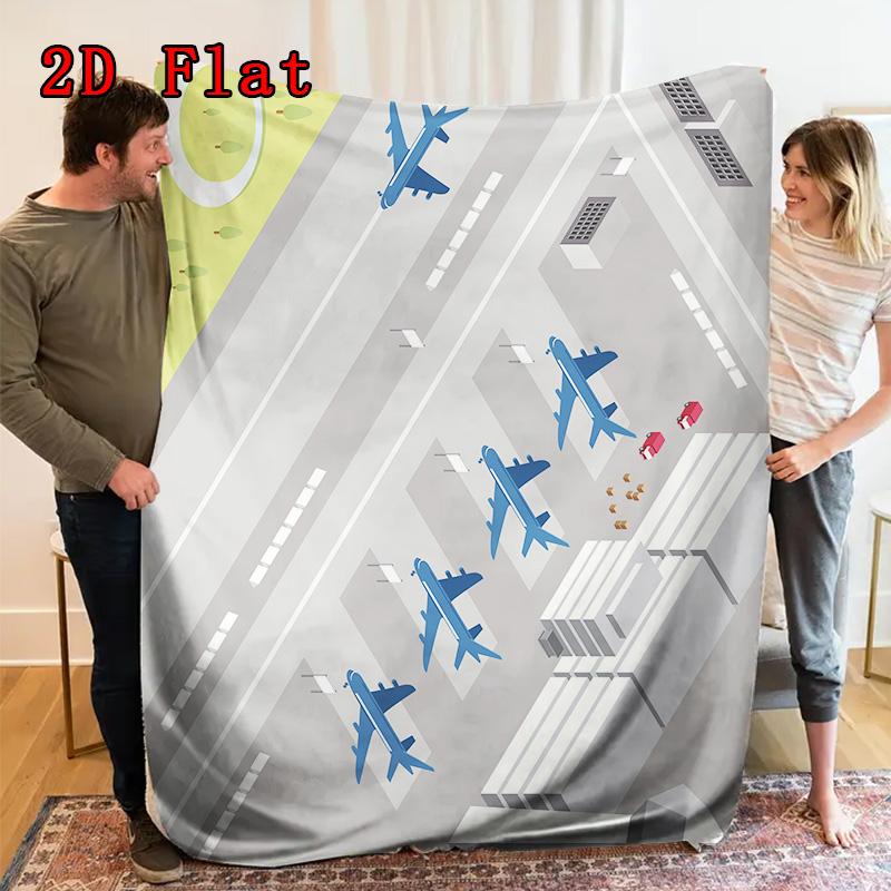 Airports and Airplanes 2D Flat Pattern Flannel Blanket High Quality All Seasons Warmth and Comfort Perfect for Christmas Gifts.MMT0918315