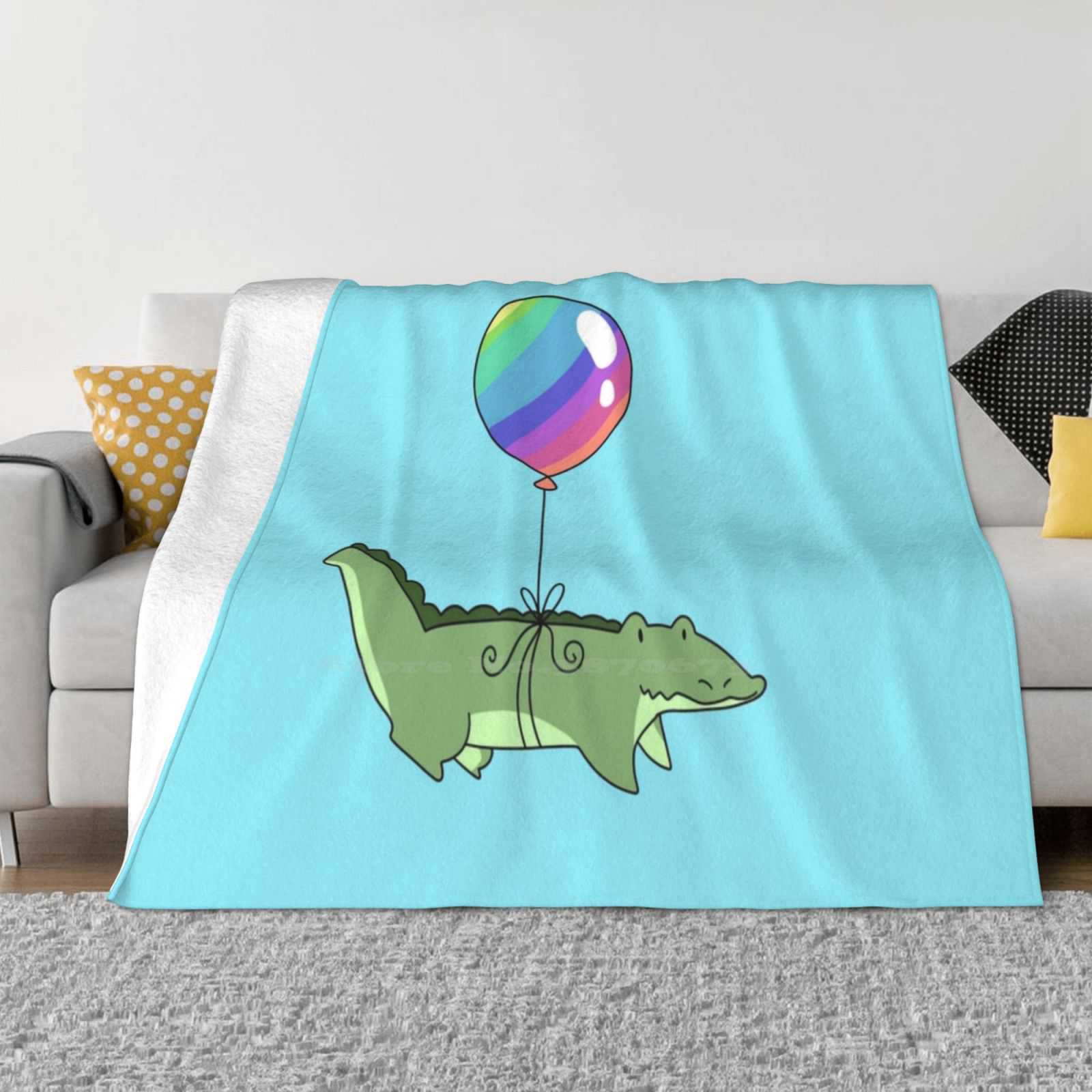 Радужный Воздушный Шар Аллигатор Новая Продажа Печать на Заказ Фланелевое Мягкое Одеяло Рептилии Крокодилы Радужные Воздушные Шары Радуги Глупый 30x40in