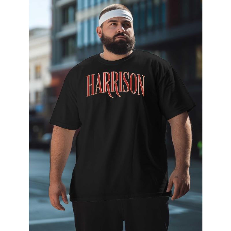 

Harrison Men s T-shirts versatile round neck printed T-shirts, street fashion outfits, suitable for basketball, gym, essential Men s summer wear XL чорний