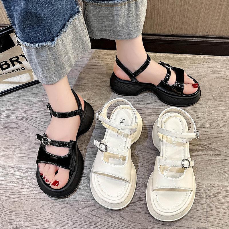 2024 Summer New Fairy Style Belt Buckle Women Sandals Platform Hollow Beach Shoes Fashion Versatile Roman Shoes