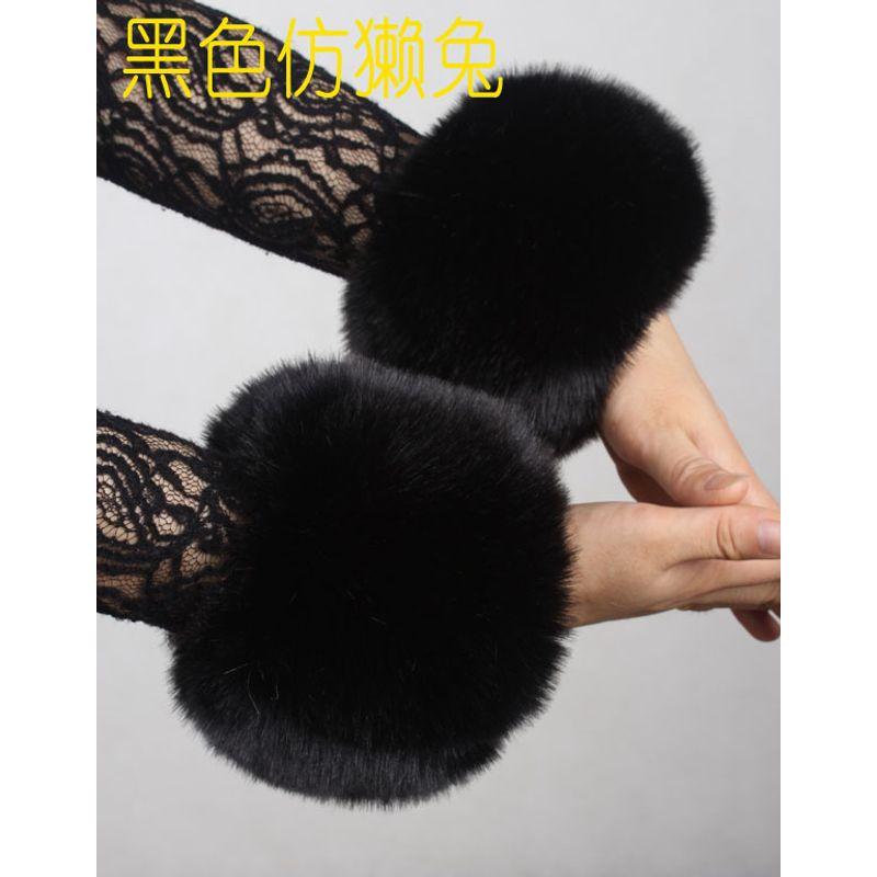 

Internet Celebrity Women s Bracelet Imitation Fur Wristband Fox Fur Cuff Black All yards