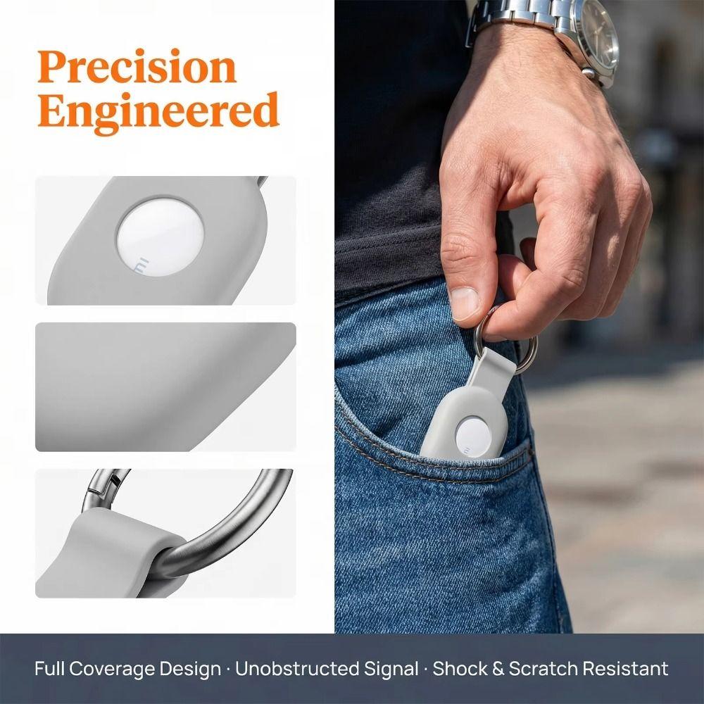 Silicone Protective Case Full Coverage Anti-Scratch Tracker Cover with Keyring Anti-lost Locator Holder Shell for Xiaomi Tag