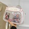 Kawaii Katze Ita Tasche Y2K Japanischer Stil PU Leder Umhängetasche Harajuku Transparente Tasche Rucksack für JK Schuluniform