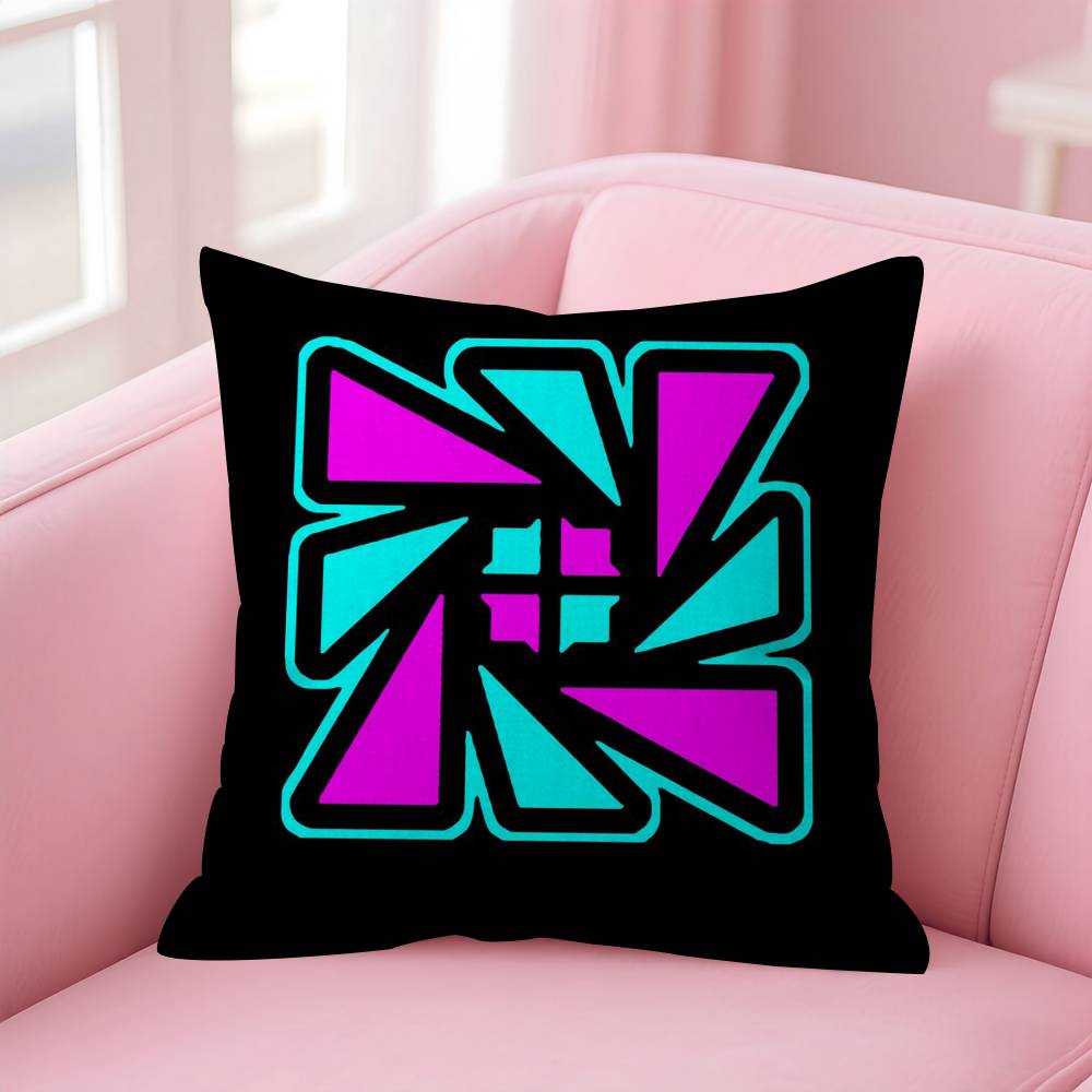 Game Geometry Cartoon Dash Pillow Cover Design Cushion Cover Decor Holiday Decorati