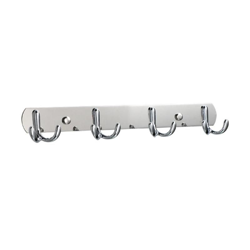 Wall Mounted Coat Rack 4 Rustproof Duals Hooks Practical Metal Hanger For Bathroom Kitchen Living Room