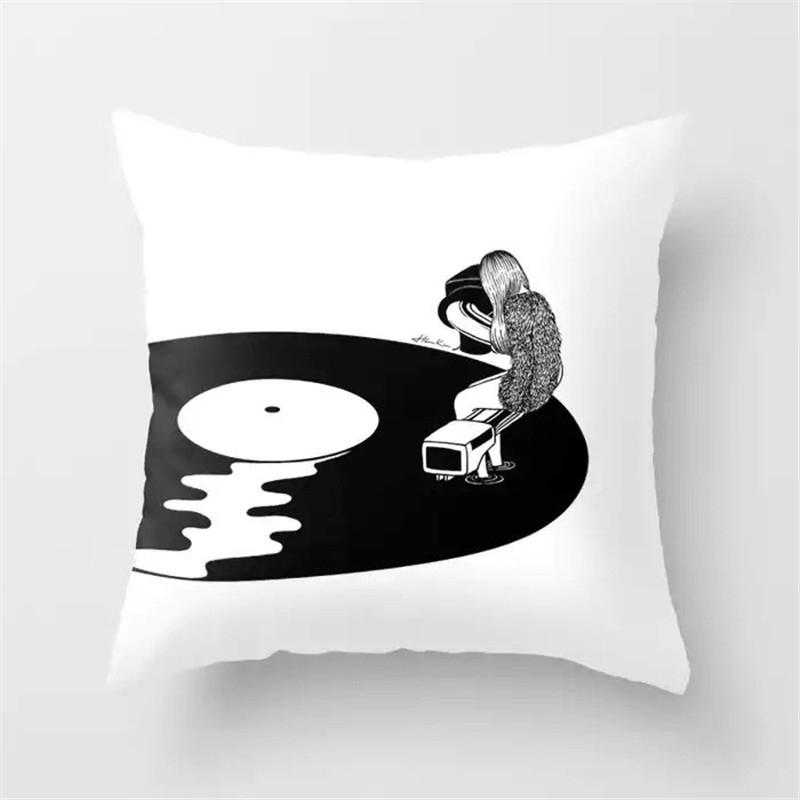 Retro Speaker Piano Rock Black White Cushion Cover Home Sofa Chair Pillow   Music Pop Band