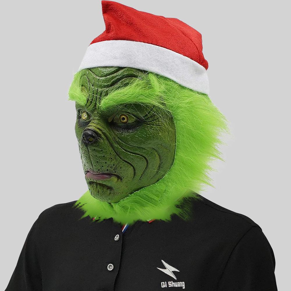 Grinch Masquerade Mask and Gloves Set for Christmas Performances