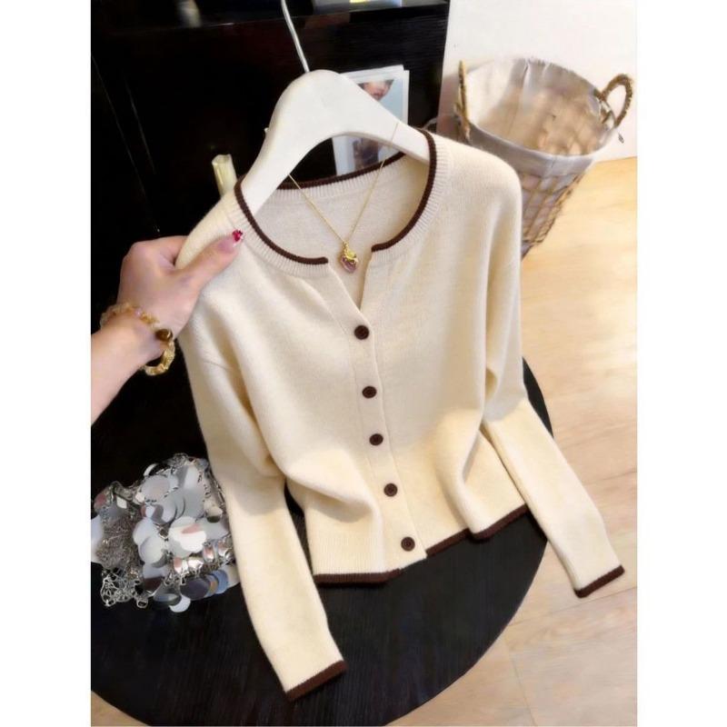 Women S Korean Style Lady Round Neck Long Sleeve Knit Top