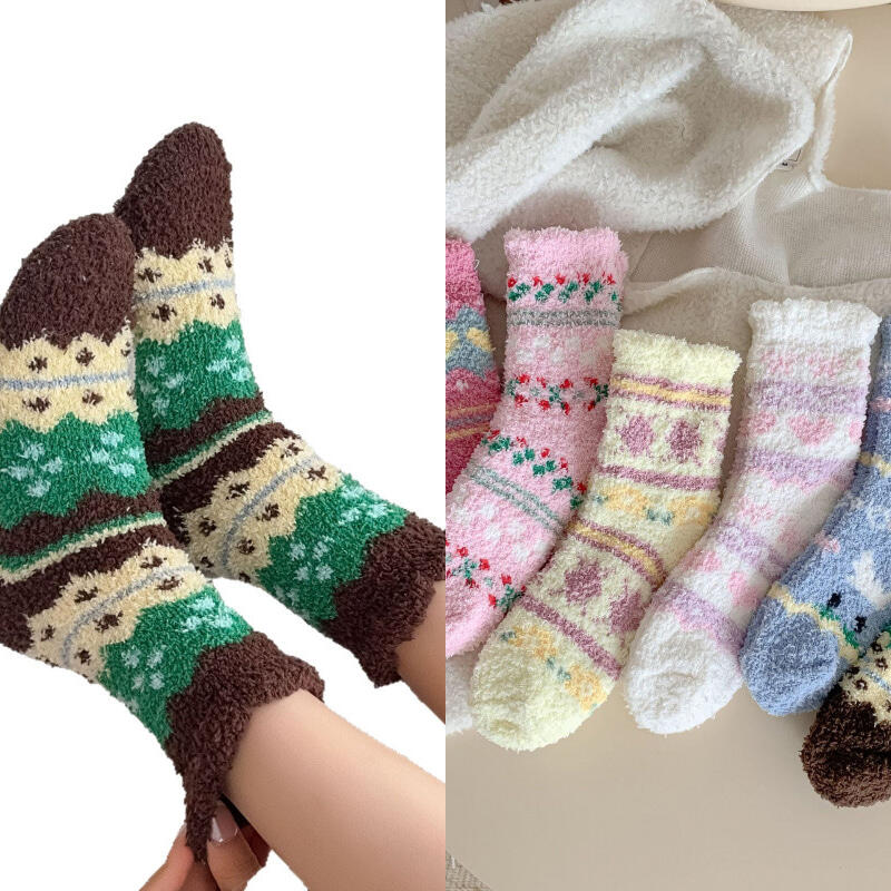 Women s Winter Poggle Fleece Sleep Socks Blue