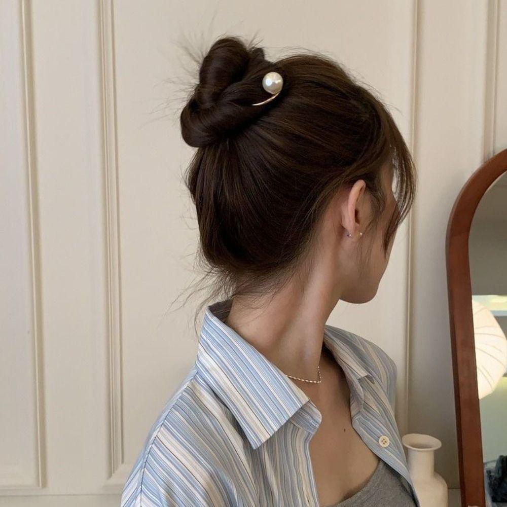 Pearl Metal Hair Stick Hair Fork Minimalist Hair Stick Exquisite U-shaped Hairpin  Party