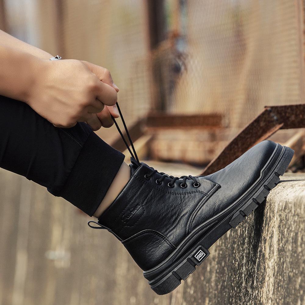 Men's Leather High-Top Martin Boots: Winter Outdoor & Work Shoes for Mountaineering & Casual Wear