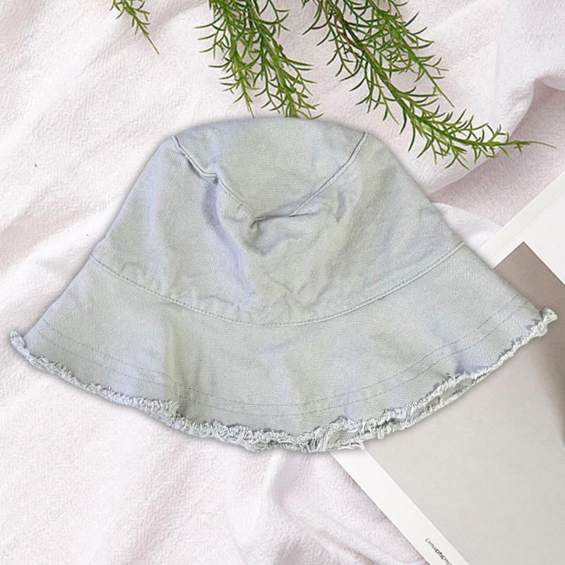 Rough Edge Bucket Hat Women's Summer Visor Casual Hat Edging Basin Hat Foldable Washable