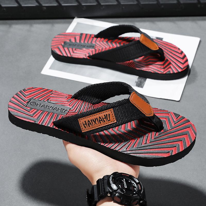 2025 spring new non-slip wear-resistant breathable fashion webbing flip-flops men's shoes color matching shoes