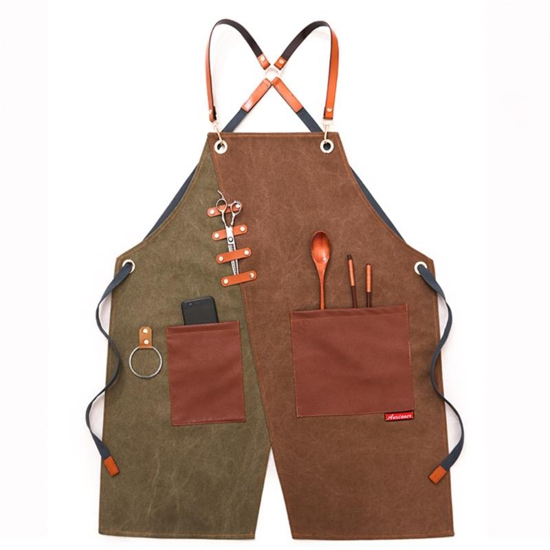 Canvas Work Apron Heavy Duty Material with Adjustable Straps Perfect for Woodworking Painting, and Crafts