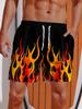 2024 Sommer 3D-Druck Gestreifte Flammen-Druck Shorts Herren Boardshorts Badehosen Kordelzug Atmungsaktiv Kurze Hawaiianische Shorts