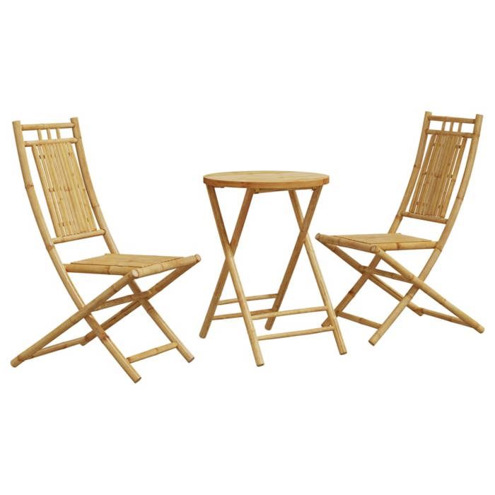 VidaXL 3-piece Bamboo Bistro Set, Garden Bistro Set, Balcony Set, Outdoor Furniture Set 3278534
