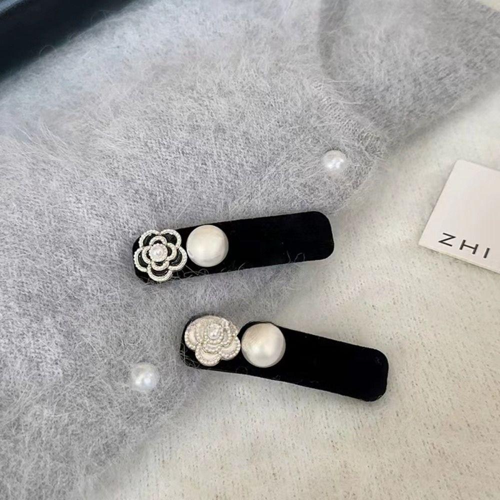 

Pearl Camellia Hair Clip Hair Accessories Sweet Barrettes Vintage Retro BB Clip Headdress чёрный