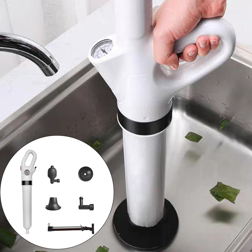 Toilet Plunger Air Drain Blaster Auger Kit ABS Plastic Clog Remover Plumbing Cleaning Tool for Bathroom Sink Floor Drain