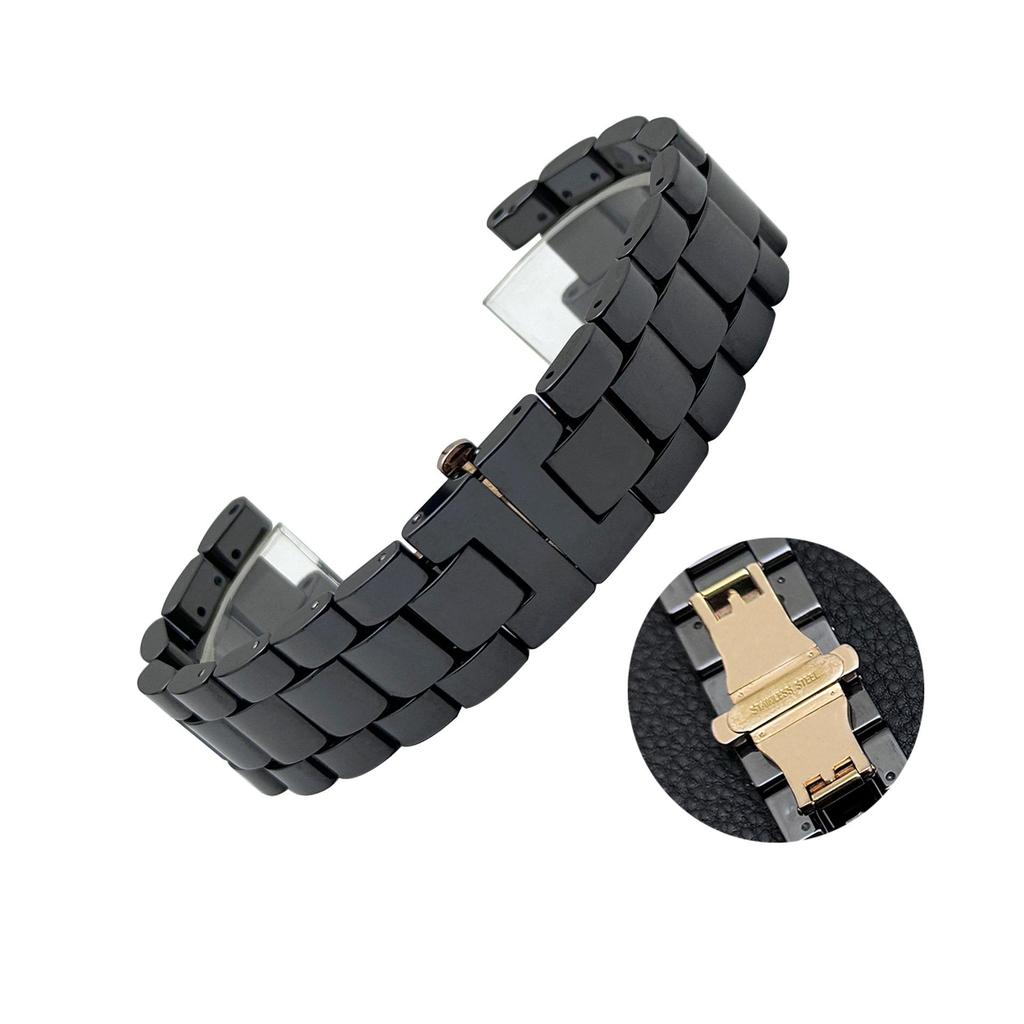 Cinturino per Orologio in Ceramica per Orologi da Uomo e da Donna, Compatibile con Chiusura a Farfalla a Doppia Pressione GC, 16-20mm
