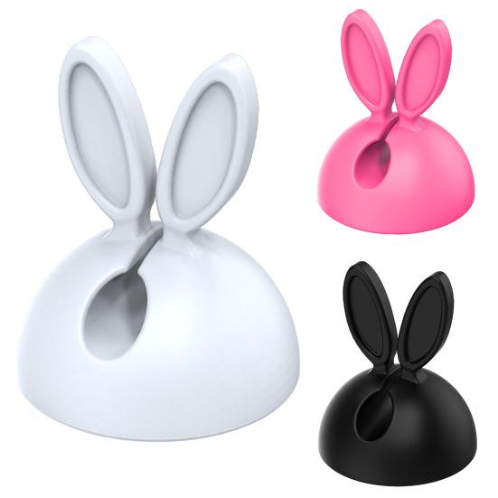 3Pcs/Set Cable Holder Rabbit Ear Shape Creative Cartoon Silicone Self-adhesive Wire Cord Organizer