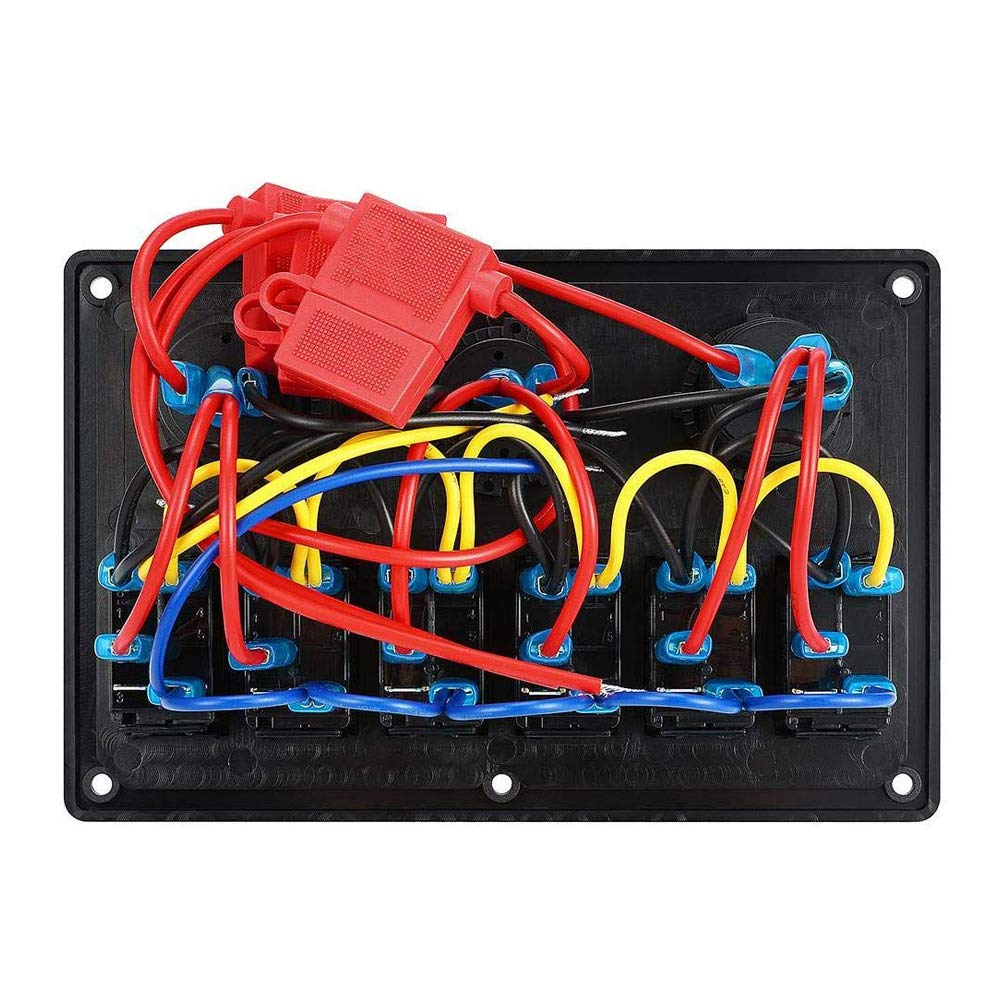 zmayastar SP-CYKG-023 6 Rows Waterproof Boat Switch Panel USB Charger with LED Voltmeter DC12-24V Marine Supplies