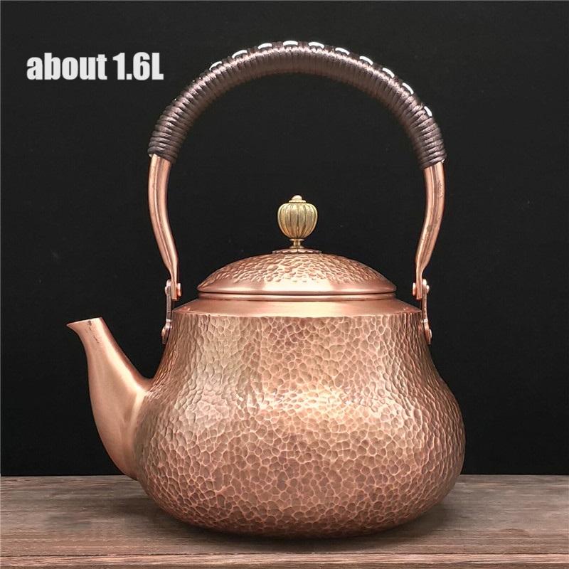 Handmade Hammer Strike Pattern Copper Teapot Thickened Uncoated Boiling Kettle