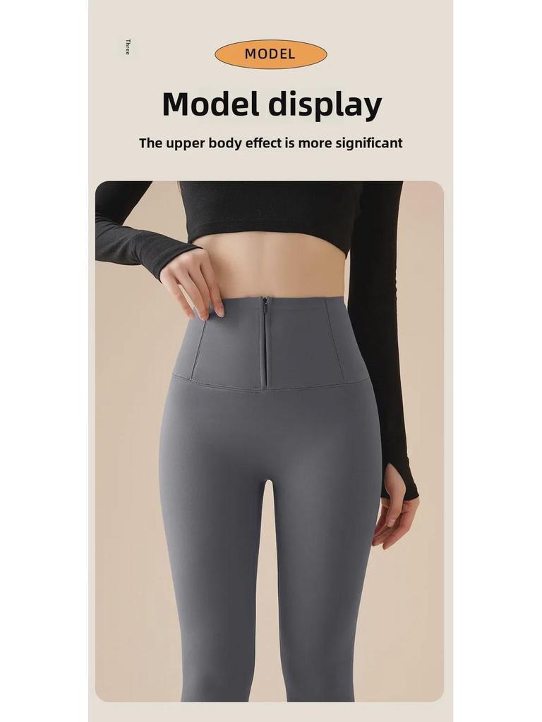 Women's High-Waist Seamless Velvet Shark Pants - Warm, Thick Autumn/Winter Yoga Bottoms, Suitable for Spring and Autumn