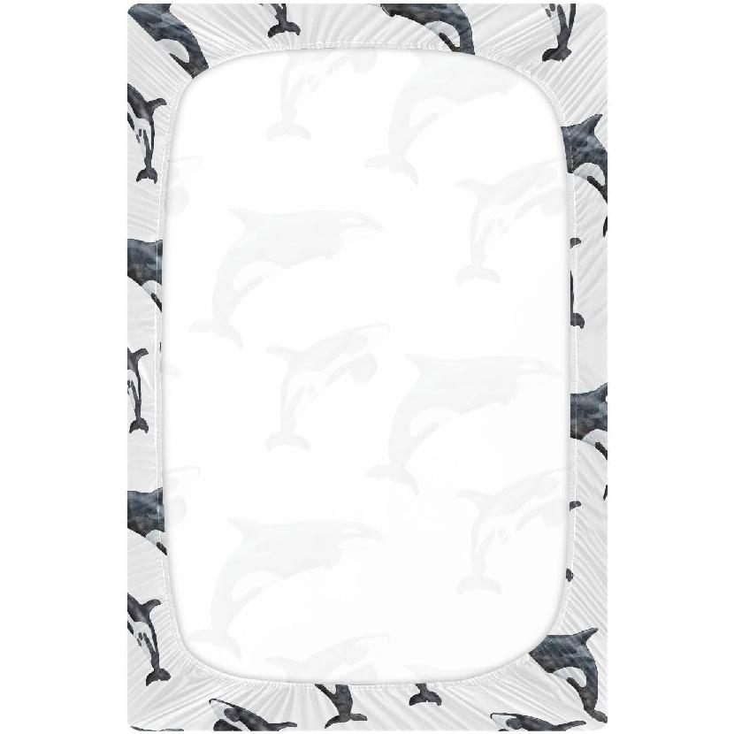 Crib Sheets for Boys Girl Orca Killer Whale Breathable Mini Crib Mattress Sheets Fitted,Toddler Baby Sheets for Crib Mattress 39 * 27 * 5In