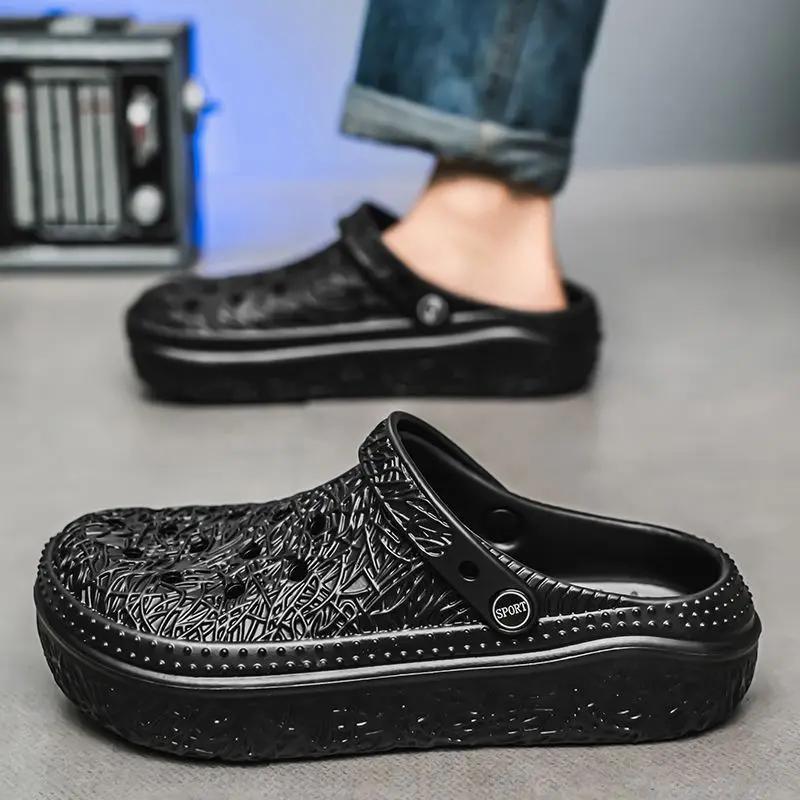 Fashion Platform Sandals Man Outdoor Hole Beach Shoes Trend 2025 Clappers Mascullino Low Price Summer Sale Original Pvc Slippers for Men