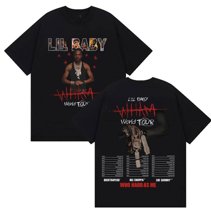 

Lil Baby Wham World Tour 2025 Merch T Shirts Men s Retro Fashion Short Sleeve T-shirt Hip Hop Oversized Cotton Tshirt Streetw... 5XL різнокольоровий