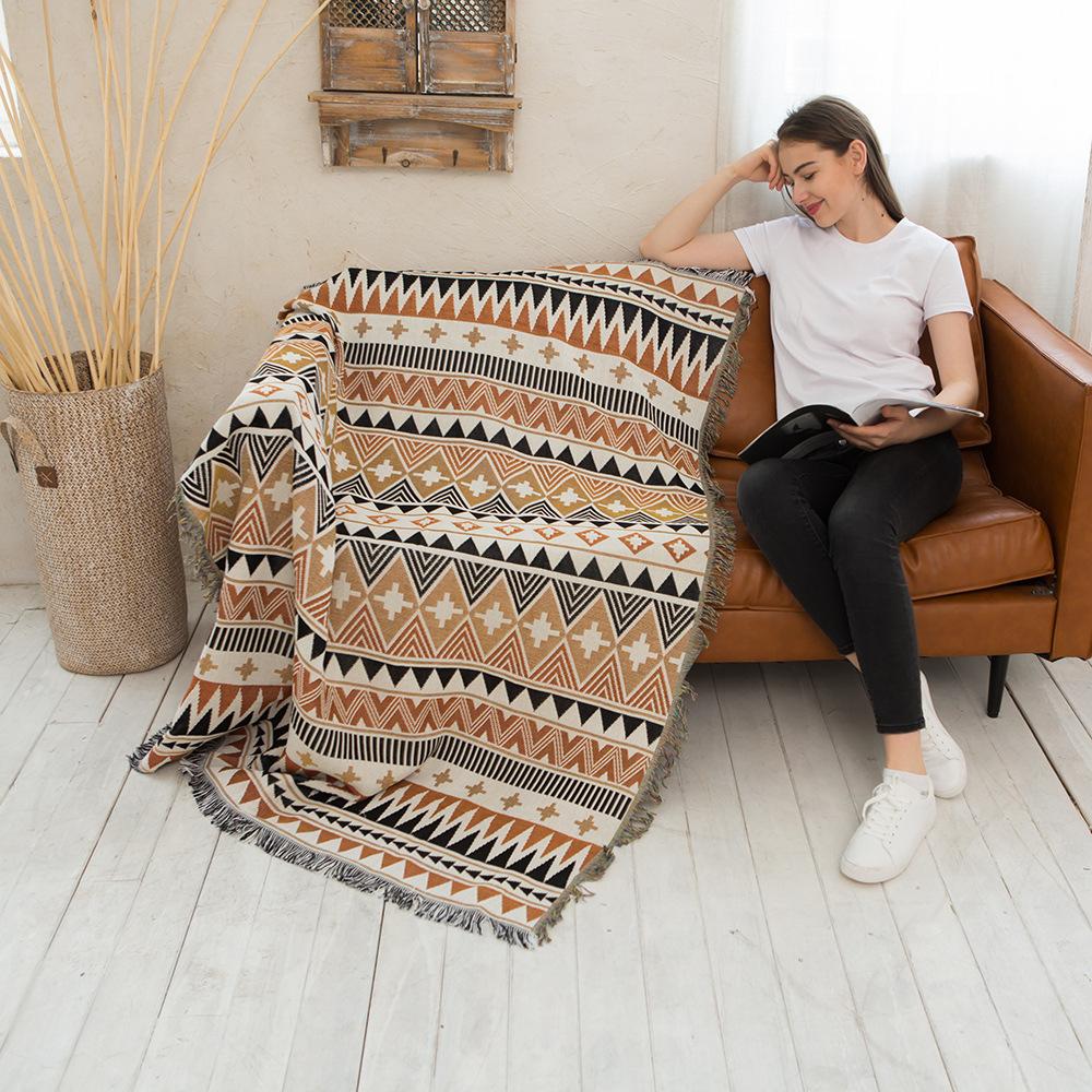 Four Seasons Blanket Navajo Ethnic Line Blanket Soft Comfortable Sofa Towel Thickened Geometric Sofa Cover