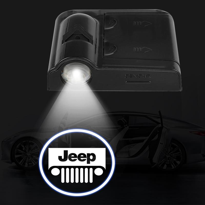 Proiettore Luce di Cortesia LED per Portiera Auto Lampada di Benvenuto Emblema Auto per Jeep Compass Gladiator Grand Cherokee Accessorio Renegade Wrangler