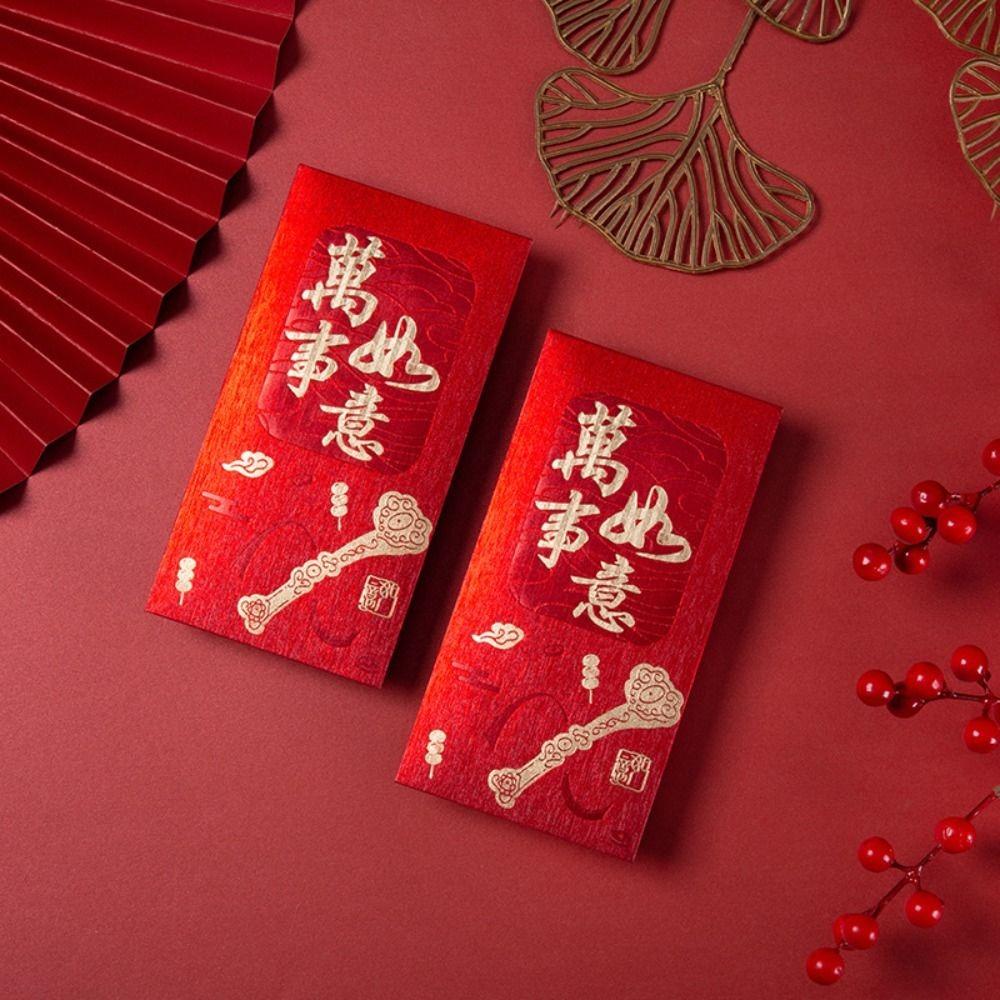 6pcs Traditional Red Pocket Hot Stamping Hongbao Festive Decor Horse Year Red Envelope  Birthday