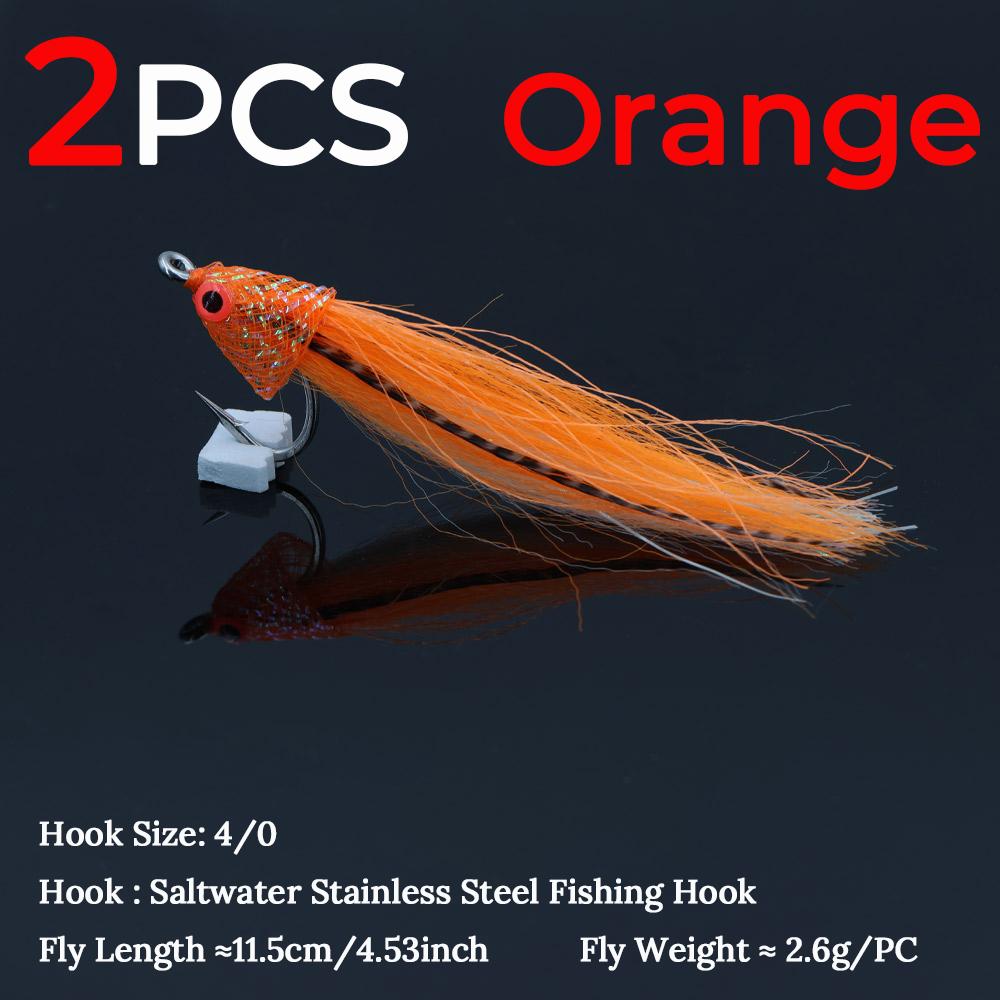Braided Tube Fish Head Lure – Feather&Flash Fiber Tail, Fast Sinking Reaction Bait for Bass, Trout, Redfish Predators