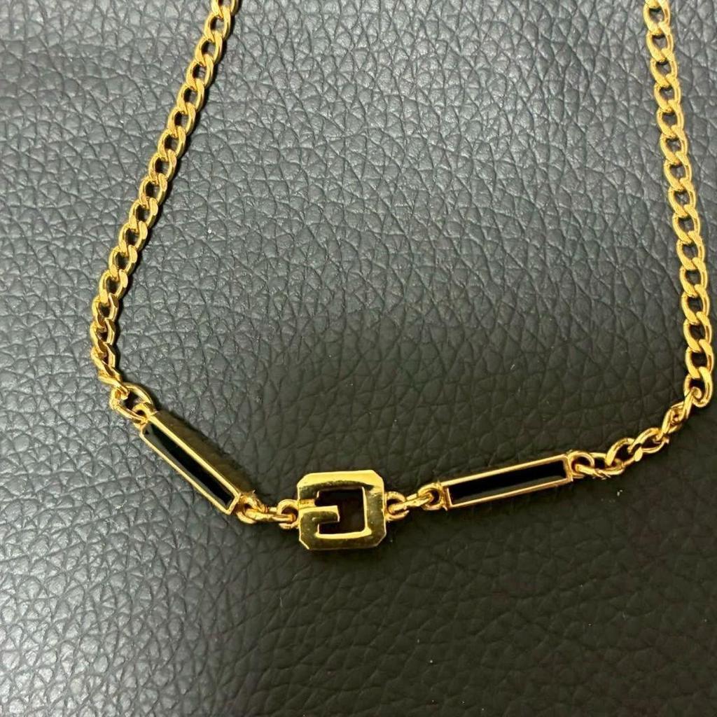 Used GIVENCHY 76cm Long Necklace G Logo Gold 1979