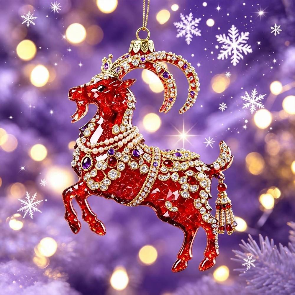 Acrylic Goat Pendant 2D Flat Animal Hanging Decoration Holiday Party Decor