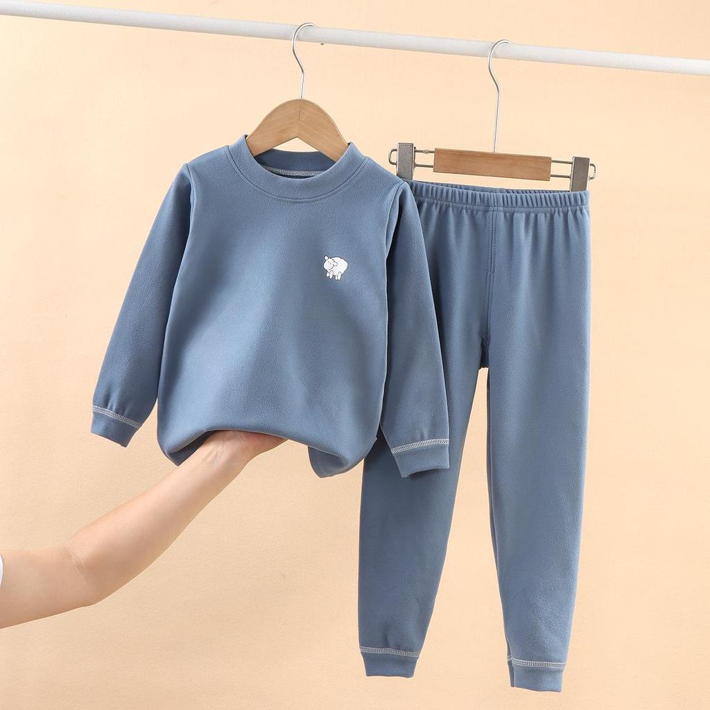 Children's Fleece Autumn Clothes & Trousers Set: Warm Underwear & Loungewear for Boys & Girls