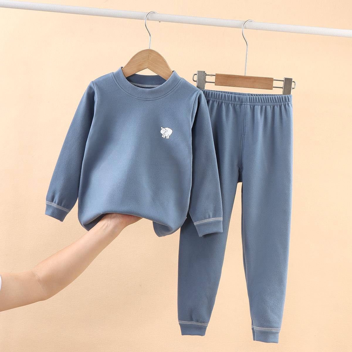 

Детский флисовый осенний комплект одежды и брюк: Теплое нижнее белье и одежда для дома для мальчиков и девочек 130cm