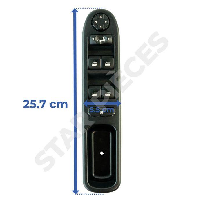 Commande lève vitre pour Peugeot 207 et 207+ (2006-2014) avant gauche (côté conducteur) (5 portes) 6554QG