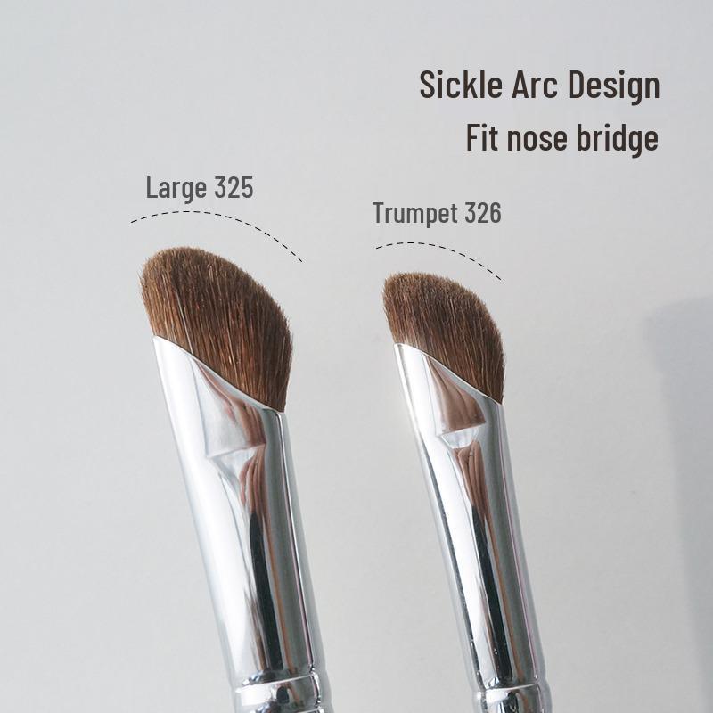 Sickle-Shaped Angled Nose Contour Brush - Professional Flat Head Highlighter & Shadow Brush
