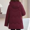 Women Middle‑Aged Winter Padded Coat Detachable Hood Embroidery Warm Quilted Jacket XL‑5XL