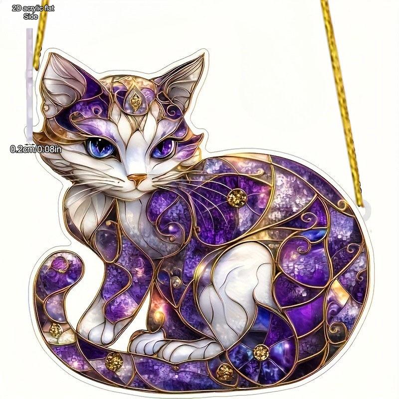 Adorable Cat Decoration Wall Hanging Pendant, Sun Catcher, Acrylic Garland Sign- Light - Catching Window Decor, Novelty Home Decor