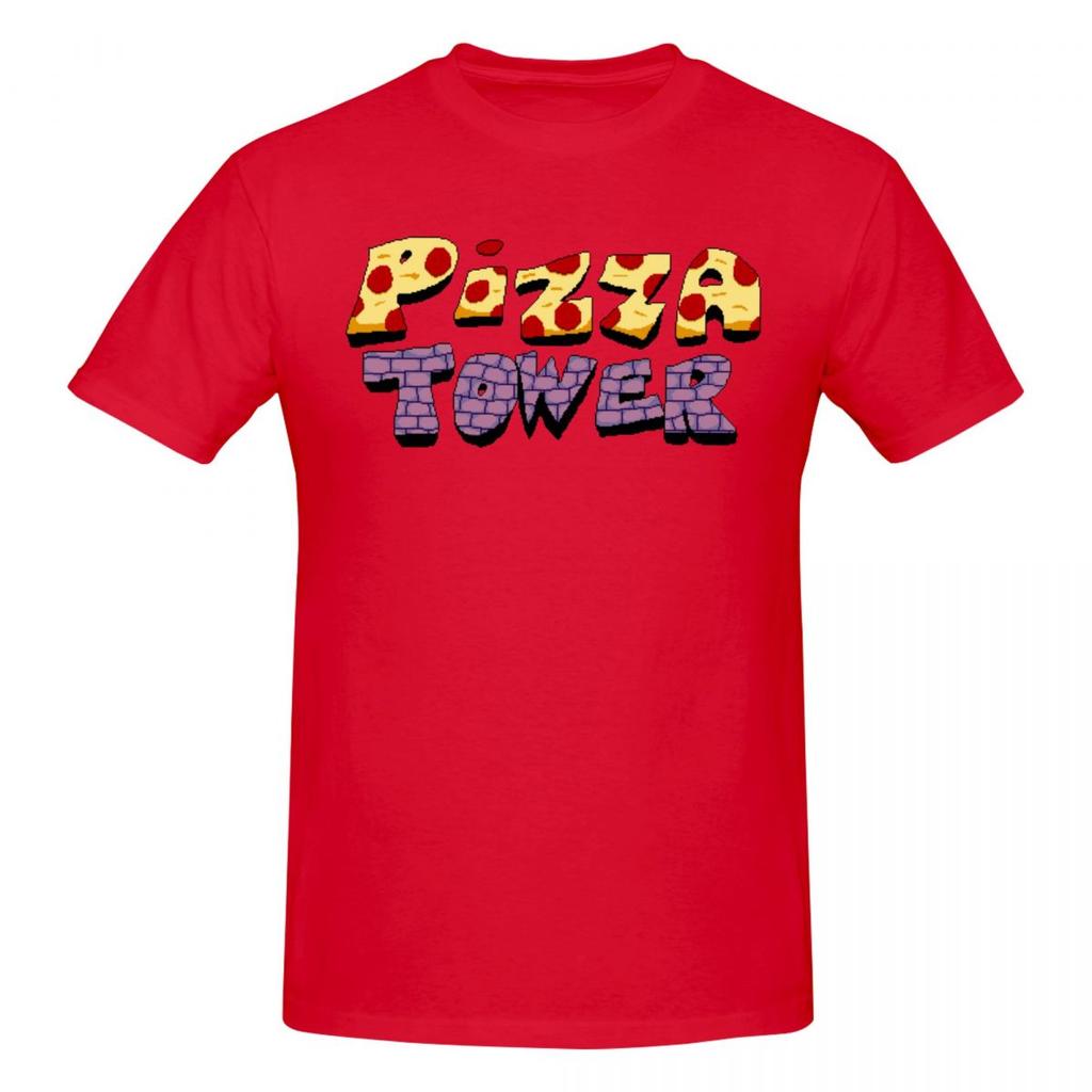 Unisex Pizza Tower Game Logo T Shirt Vintage Plus Size Cotton Sleeve Tee Shirt