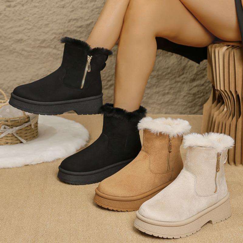 Fashion NEW Snow Boots Women Winter Warm Fashion Designer Platform Boots Non-slip Short Plush Flats Suede Cotton Shoes Mujer Botas
