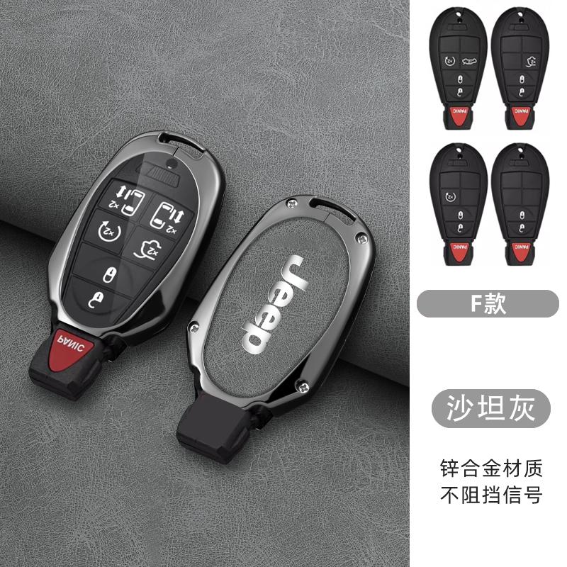 CMJ1 New Zinc Alloy Leather Car Remote Key Case Cover For Jeep Chrysler Grand Cherokee Dodge Durango Magnum Ram Styling Accessories