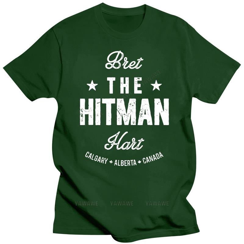 

New arrived black short sleeve brand men fashion top Bret The Hitman Hart Vintage Fight Type T-Shirt Funny Cotton Tee Gift Men 4XL