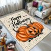 Happy Halloween Pumpkin Area Rug – Festive Orange & Black Design, Easy-Clean Polyester Carpet for Living Room or Bedroom, Durabl