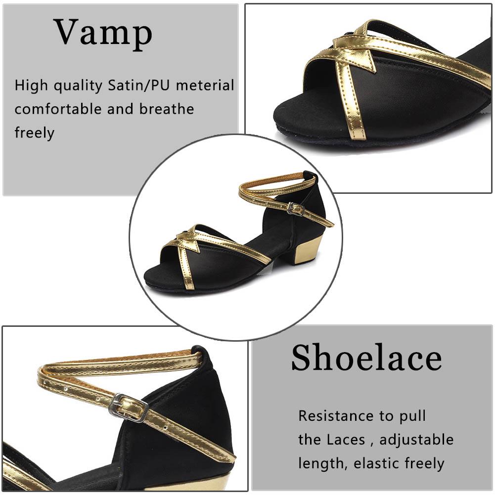 Damen Mädchen Latin Dance Schuhe Low-Heeled Ballroom Tango Schuhe Soft Bottom