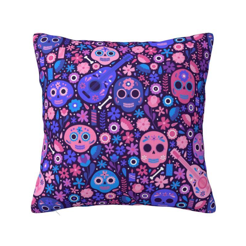 Day Of The Dead Floral Cushion Cover 40x40cm Halloween Sugar Skull Velvet Luxury Pillow Case Living Room Decoration